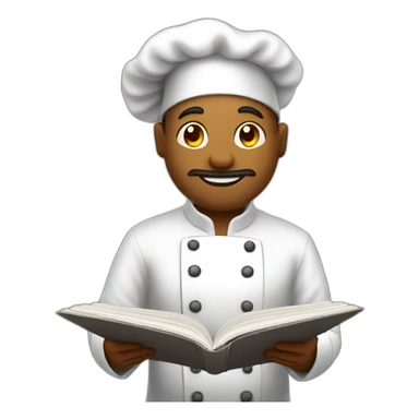 chef reading recipe book sticker
