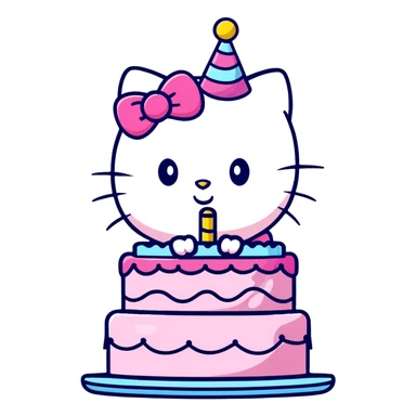 chaotic birthday message, Hello Kitty, It's Always Sunny in Philadelphia, caffeine, nicotine, weed, huge birthday cake, confetti, stickers, and wild doodles everywhere sticker