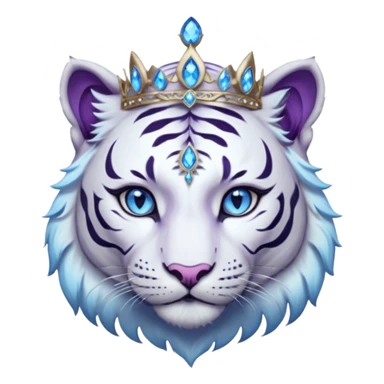 ESO Female white/black tiger khajiit leader of the umbral rose, glowing blue eyes, glowing blue 'third eye' gem; purple gemmed silver tiara sticker