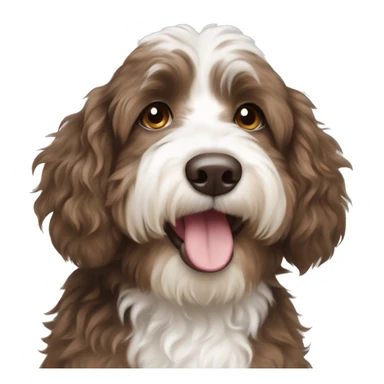 Brown and white aussiedoodle dog sticker