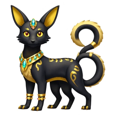 Shiny 4-legged Umbreon-Anubis-Salandit-Bastet-fusion, full body sticker