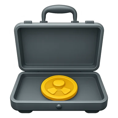 Make the nuclear suitcase open with a button. Keep the background transparent. sticker