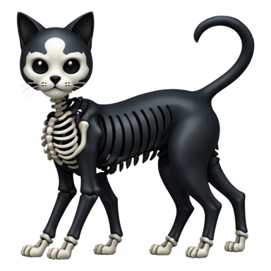 Shiny edgy gothic evil dark Cat skeleton (full body) sticker