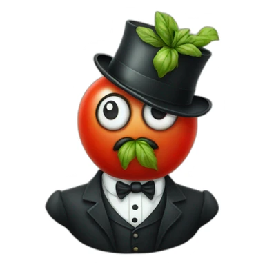 tomato with a top hat and monocle sticker