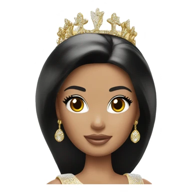 Barbie with black hair with gold tiara  sticker