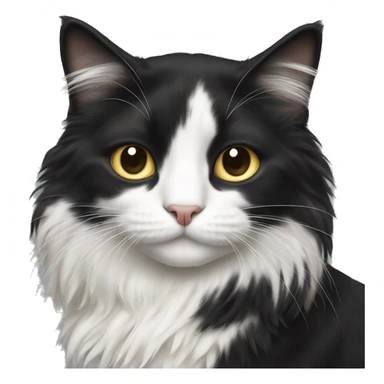 black and white cat long haired sticker