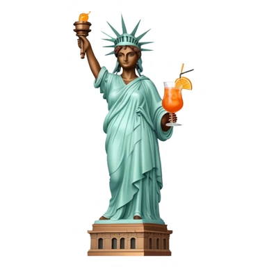 FULL BODY OF STATUE OF LIBERTY WITH AN APEROL SPRITZ COCKTAIL sticker