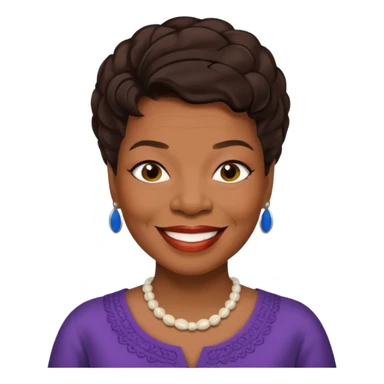 Maya Angelou with dark brown hair sticker