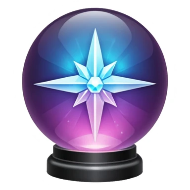crystal orb flashing “solution found” glow sticker