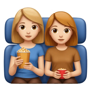 Two girls one caramel coloured hair but short shoulder length hair and one the same colour hair but long they ar watching a movie sticker