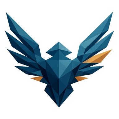 emblem with sharp, geometric wings, modern and dynamic, no text sticker