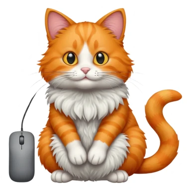 orange cat with mouse  sticker