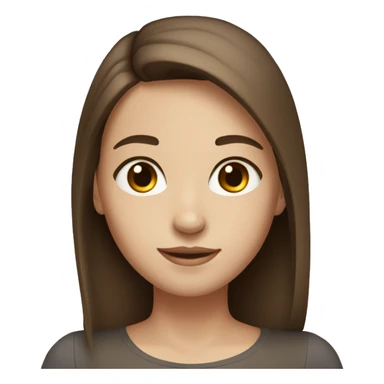 Girl white skin brown straight hair brown eyes middle part sticker