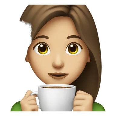 A girl with brown hair and green eyes is drinking coffee sticker