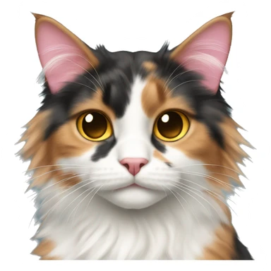 Long-haired Calico cat pink nose sticker