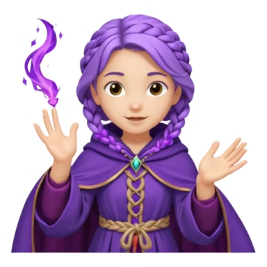 A playful mage girl with braids, purple cloak, and magic swirling around her hands.
 sticker