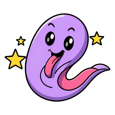 ridiculously silly face with spiraling eyes, wild expression, super long wavy tongue wiggling from side to side, stars and motion lines, extremely goofy, cartoonish, hilarious sticker