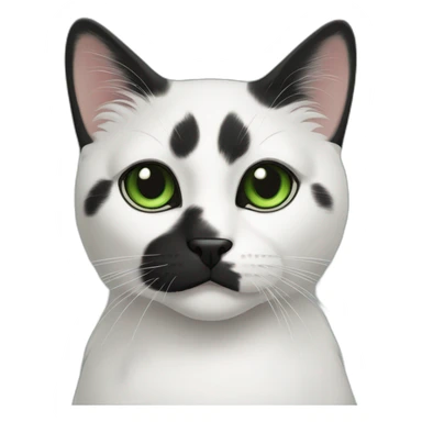 black nose hachiware cat black white green eyes sticker