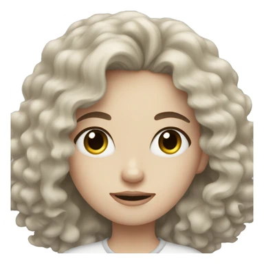 Pale skin girl dark curly hair on bed sticker