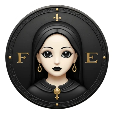 Emoji style, luxury gothic coin made of blackened metal, “FORTUNA” engraved in refined fashion typography, heavy form, subtle worn metal texture, avant-garde editorial aesthetic, no glow, no neon, flat emoji design, centered, transparent background sticker