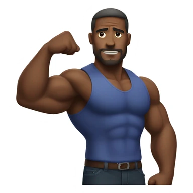 man flexing enormous biceps sticker