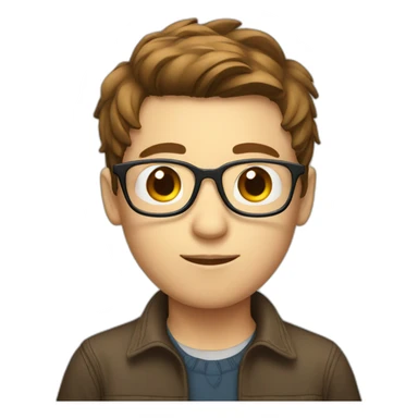 boy with glasses, white, with brown hair drinking sticker