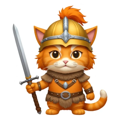 cat with viking helmet and sword sticker