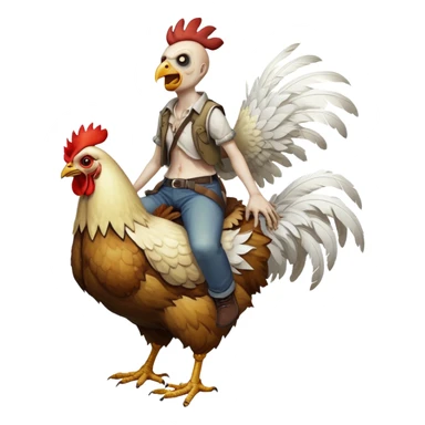 Zombie on a chickens back ￼ sticker