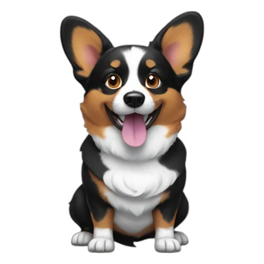 Black corgi with Big bubbles sticker