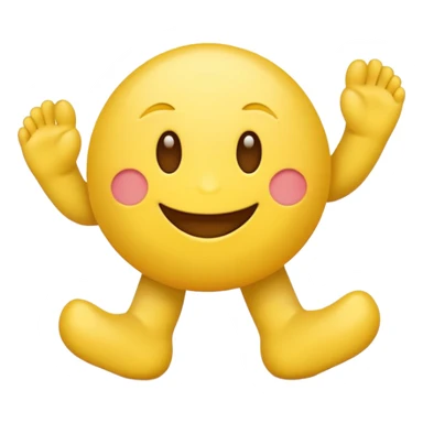 Yellow emoji blushing with feet kicking behind it  sticker