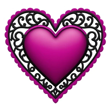 magenta and black lace heart sticker
