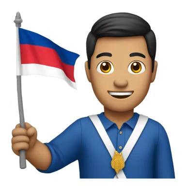 Laotian man holding a Lao flag  sticker