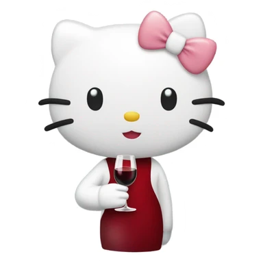 Hello Kitty drinking red wine sticker