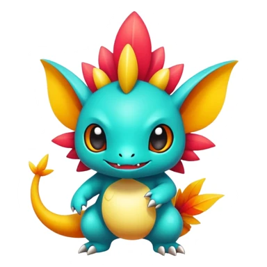 Randomly-colored exotic chibi Fakémon-creature sticker