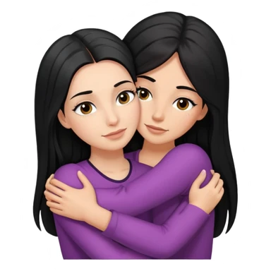 Mom with long black hair and lashes hugging girl with brown hair and lashes sticker