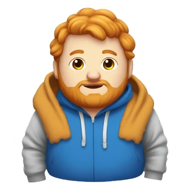 fat, ginger streamer named caseoh wearing a blue  full bodyhoodie emoji sticker