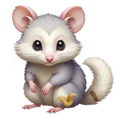 White soft natural realistic romantic vintage antique divine beautiful elegant pretty precious cute young youthful  Fakémon-Pokémon-alien-opossum-feline-rodent-hybrid-creature (full body) sticker