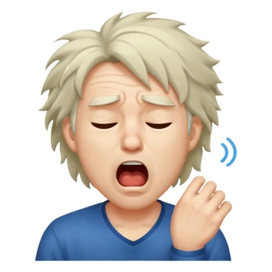 Weak man with disheveled hair yawning sticker