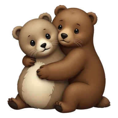 small seal hugging a brown bear sticker