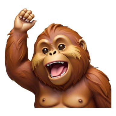 Cinematic Cute Yawning Orangutan Portrait Emoji, Head tilted slightly with a dramatic, wide-open yawn, showcasing a richly textured face with half-closed, sleepy eyes and a relaxed, open expression, Simplified yet irresistibly adorable features, highly detailed, glowing with a soft, cozy jungle glow, high shine, relaxed yet expressive, stylized with a dash of whimsical charm, soft glowing outline, capturing the essence of a drowsy yet affectionate guardian that appears ready to stretch out for a nap! sticker