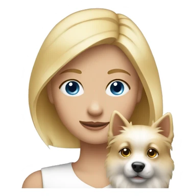 Blonde girl blue eyes holding spitz  sticker