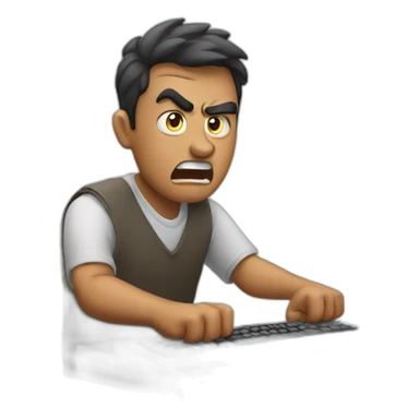 Angry man typing on keyboard sticker