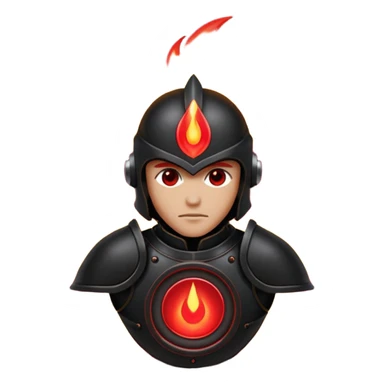 Head: A black KLIPSCH RP-8000F speaker, often represented with a red center or speaker cone.
Core: A small, bright glowing cherry-red circle representing his core.
Body & Armor: Primarily black armor plating with bright red accents or flames. sticker