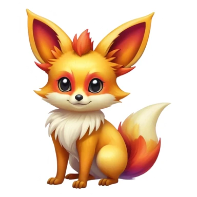 Shiny Vibrant Colorful Iridescent Fennekin-Eevee-creature-hybrid sticker