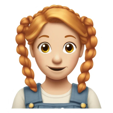 Pippi Longstocking with side hair sticking out strawberry blond sticker