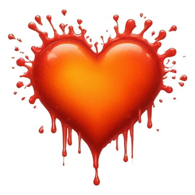 bleeding red heart glowing red-orange with splatter sticker