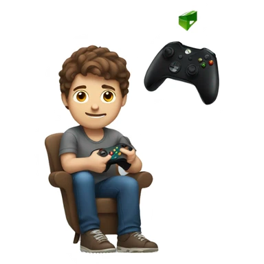 A guy with brown hair sitting down holding an Xbox controller sticker