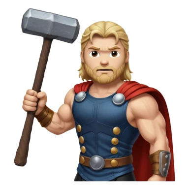 Thor emoji with hammer sticker