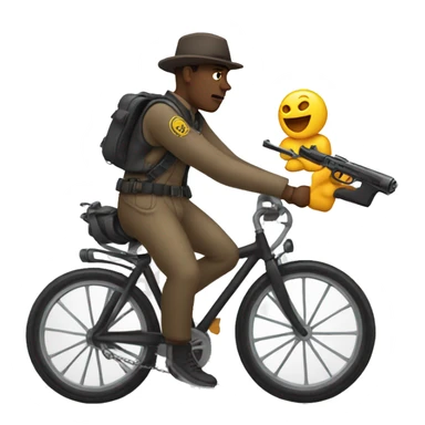 Gun peddling a bicycle sticker