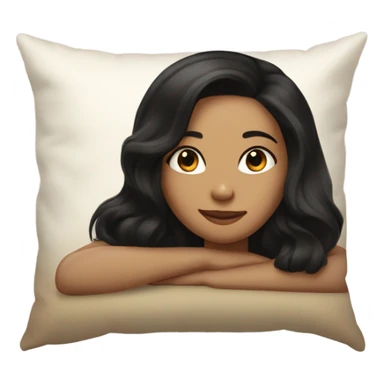 sleeping beauty black hair shoulder length hair light brown girl with silk pillow laying on side sticker